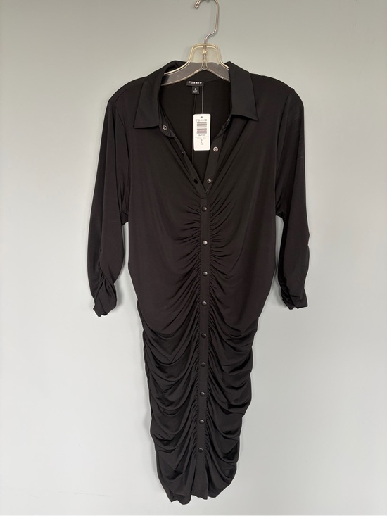 torrid Dresses & Skirts - torrid Black Ruched Button-Front Long Sleeve Dress